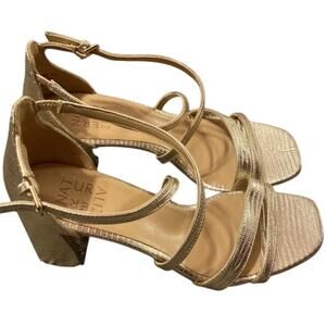 Naturalizer Gold Strappy Block Heel Sandals - Women's Size 9 - Great Condition